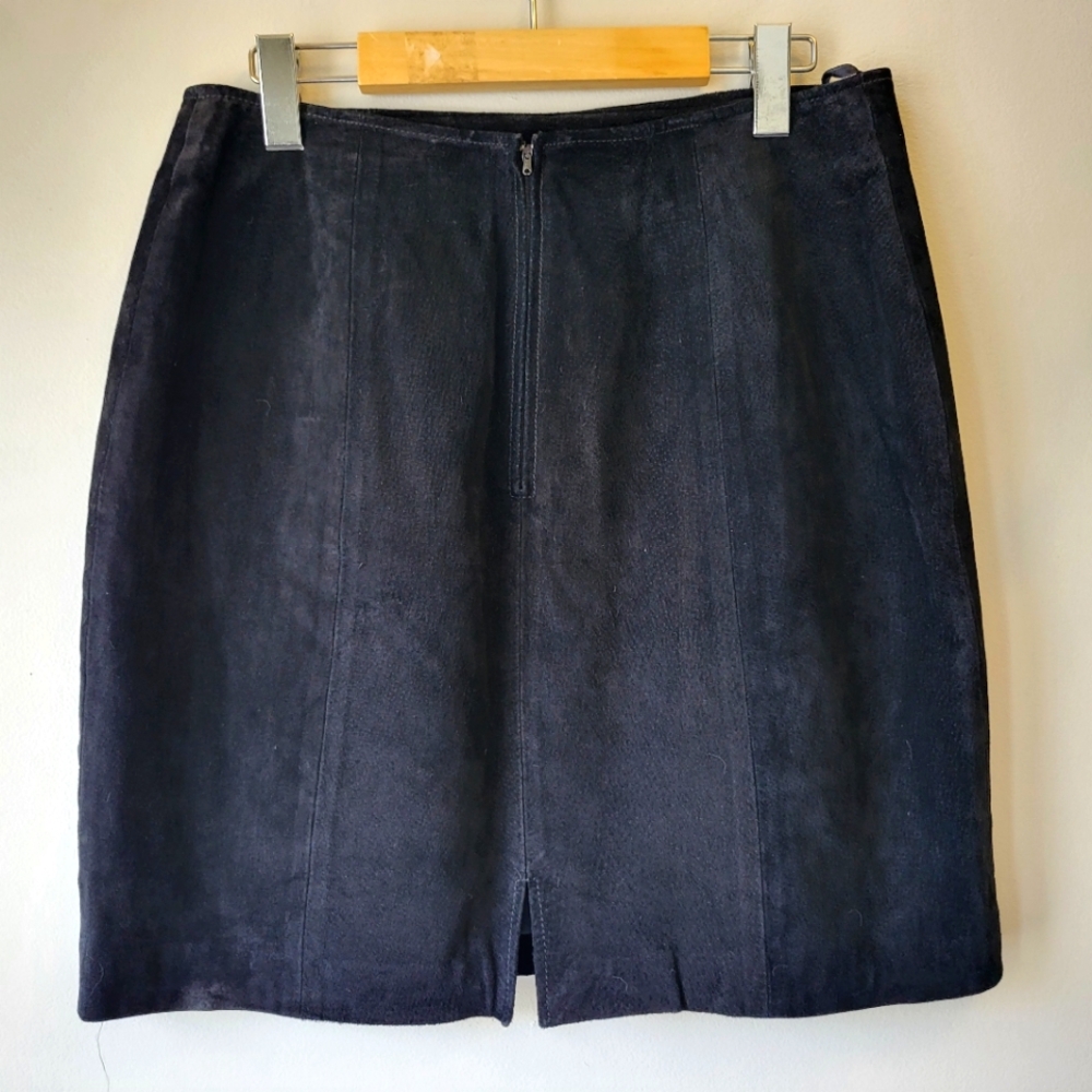Chia vintage black leather suede mini skirt Size 12